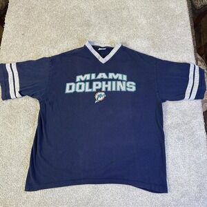 Vintage 90s Miami Dolphins T-Shirt XL Navy CSA NFL Graphic Tee